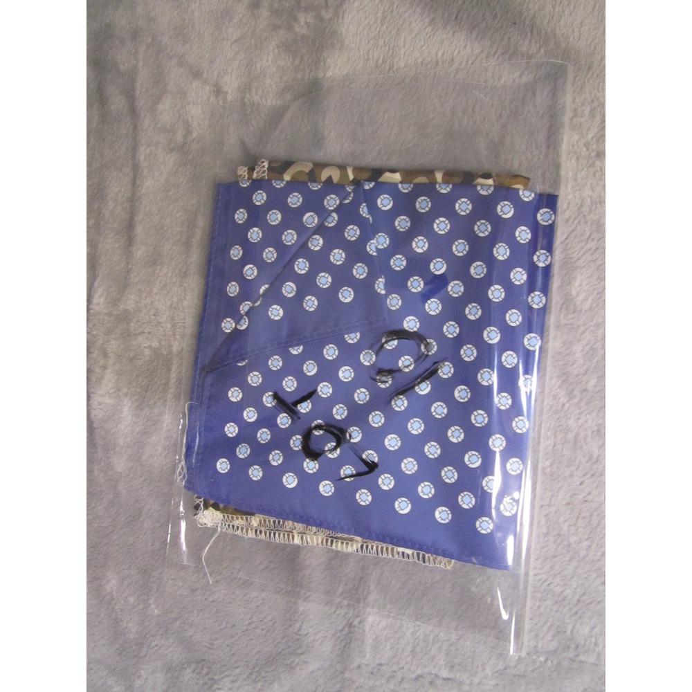 Mens Pocket Square Lot 4pc Blue Medallion Gold Dot Geometric Tropical Pattern - Picture 2 of 6